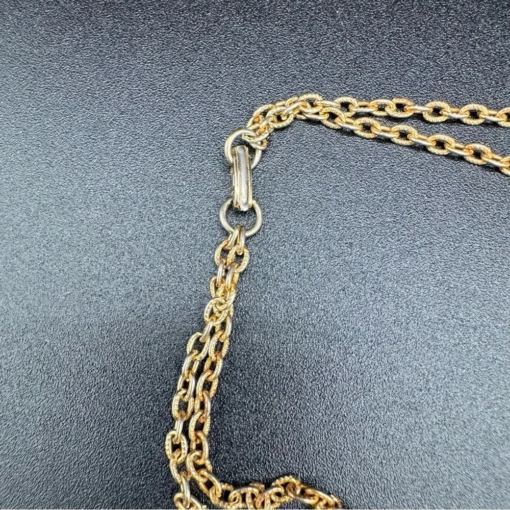 Vintage 1920s Art Nouveau Style Austrian Crystal Gold Tone Floral Necklace Set - Picture 16 of 17
